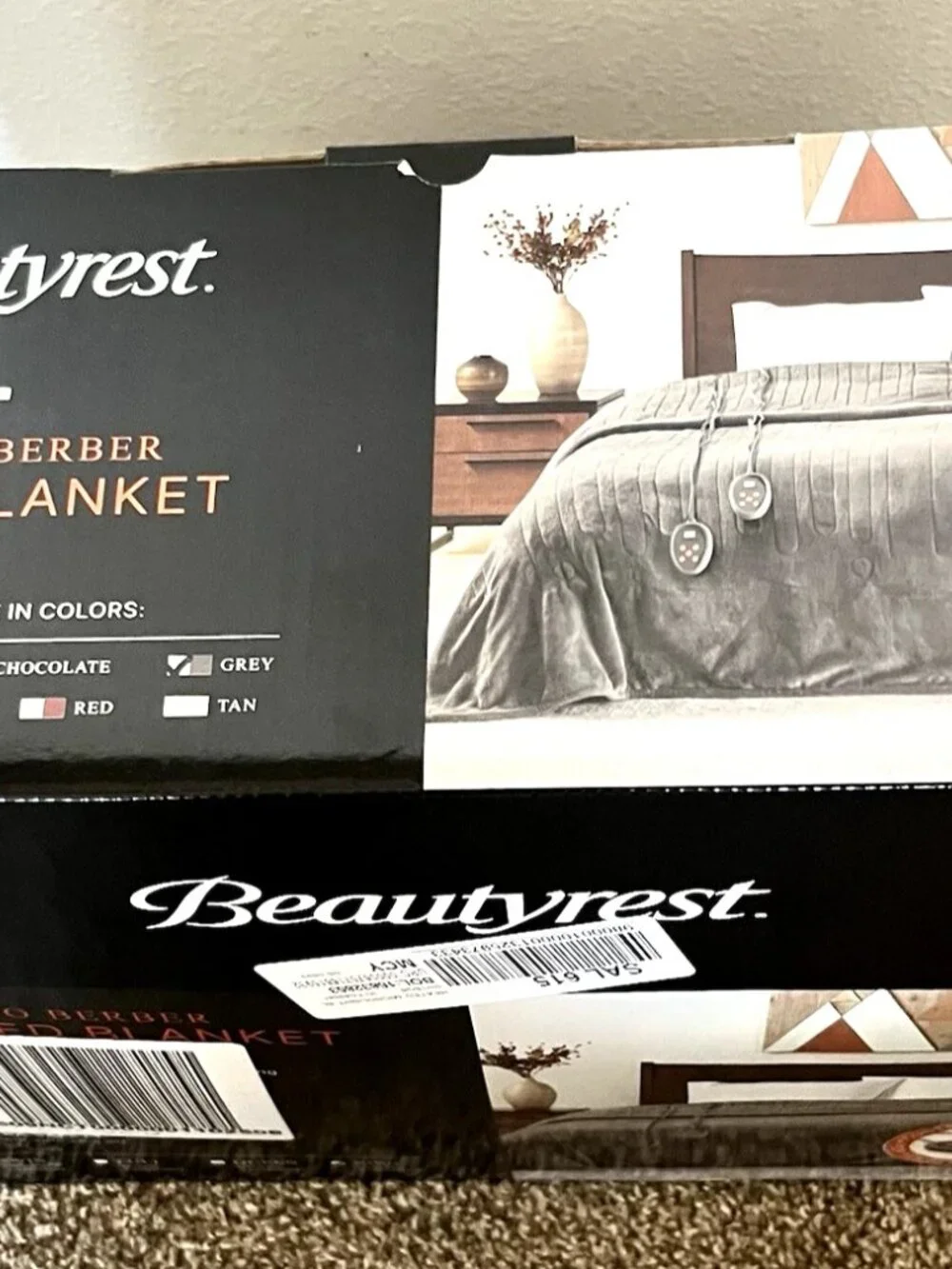 Beautyrest Heated Microlight to Berber Blanket King - Gray
